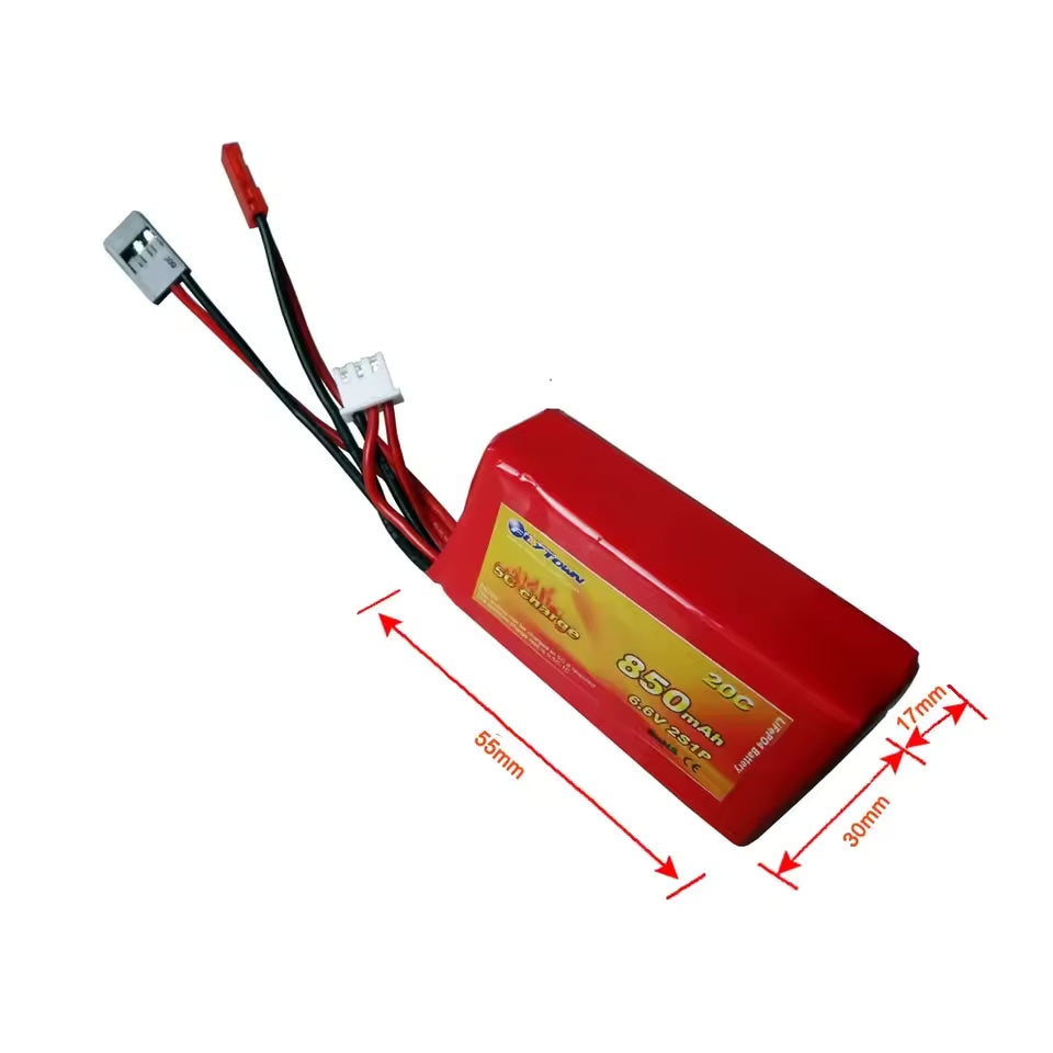 DF Battery - Flytown 850mAh 6.6V 20C 2S1P LiFePO4 LiFe Battery